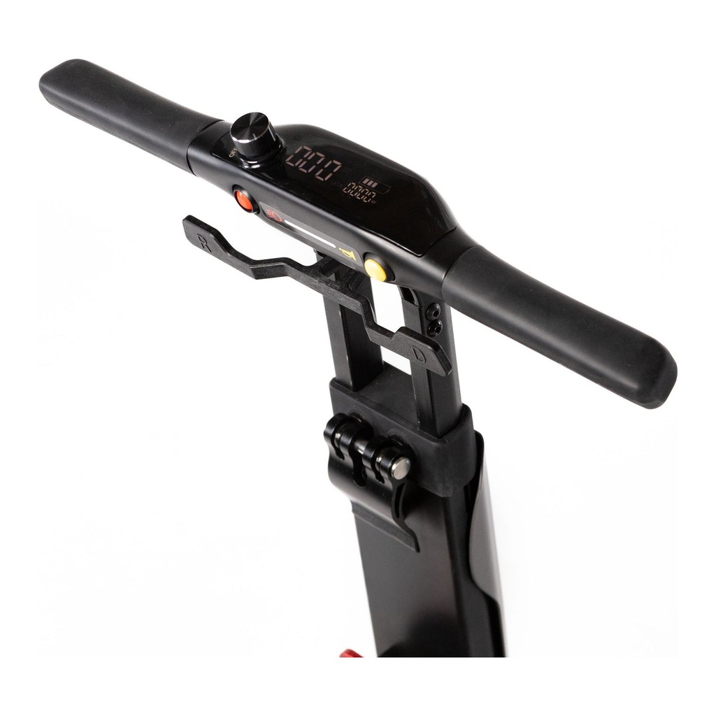 The console and keyless controls on the tiller, with five speed settings and a battery gauge