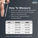 How to measure the mid-thigh for a Tynor Thigh Support, with the maker's size chart