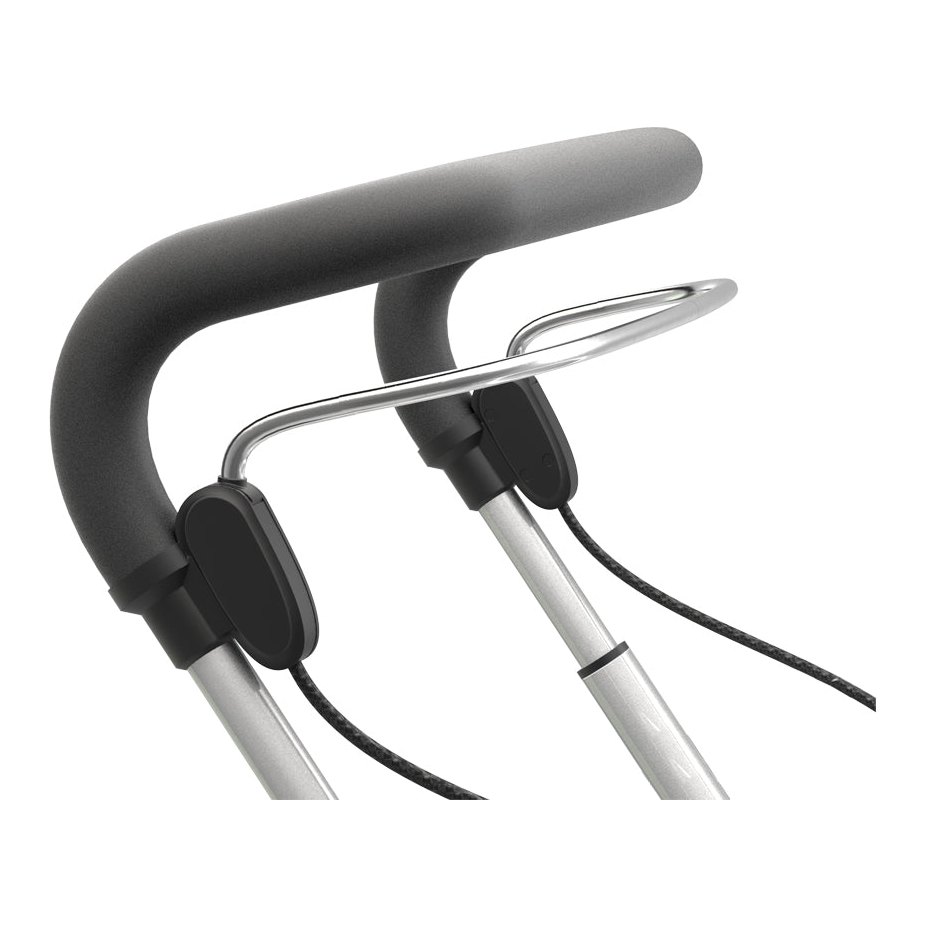 Padded handle with a metal loop and two black brake levers