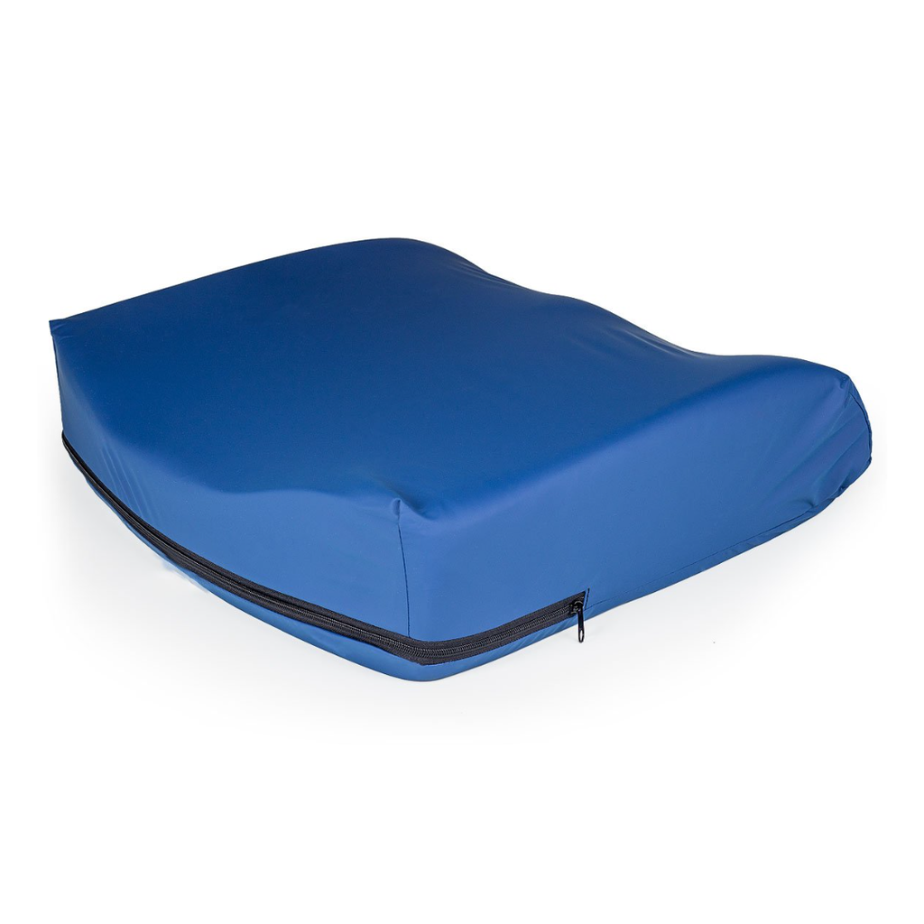 Cushion in its blue water-resistant inner liner, without the outer cover