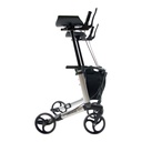 Side view of the forearm supports, seat, and four wheels