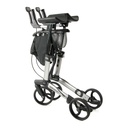 Rear view of the raised forearm supports and the four wheels