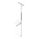Cutout of the white pole, ceiling plate and round base, bar drawn in three positions