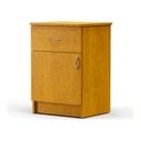 Classic bedside cabinet with one drawer and one door, shown closed, on a plain green background