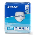Front of the Attends Underwear X-Large bag showing its 14 Count panel