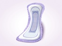 A single Poise overnight bladder leak pad, curved with a wider back