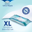 One adult-sized TENA ProSkin Ultra wipe, the XL cloth shown on its own