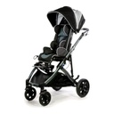Zippie Voyage early intervention stroller, grey frame, polka-dot seat and black canopy
