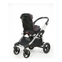 Zippie Voyage seat turned toward the caregiver, canopy off, basket below