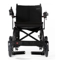 Aerolux 2C folding power chair from the front, mesh backrest marked Aerolux 2C and plush seat cushion