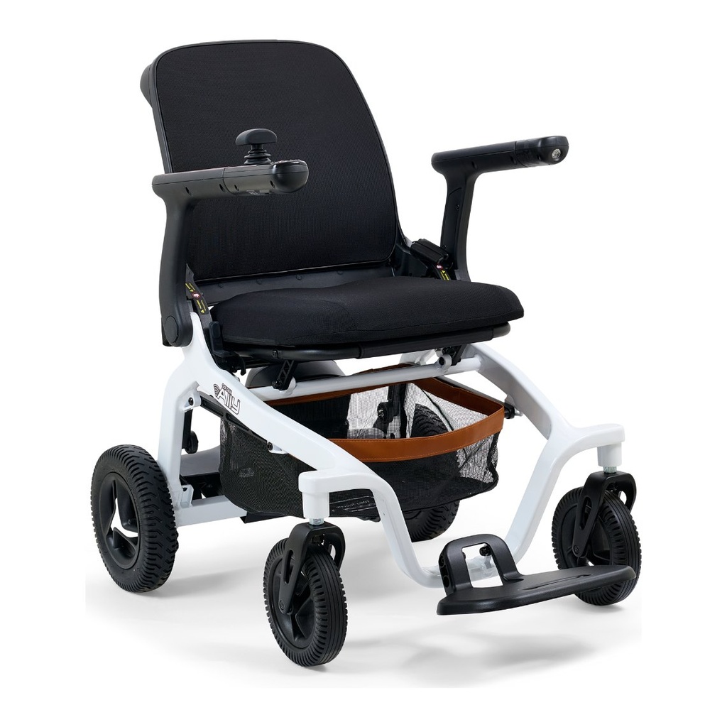 Golden Ally GP303 in white, whole chair from the left three-quarter view