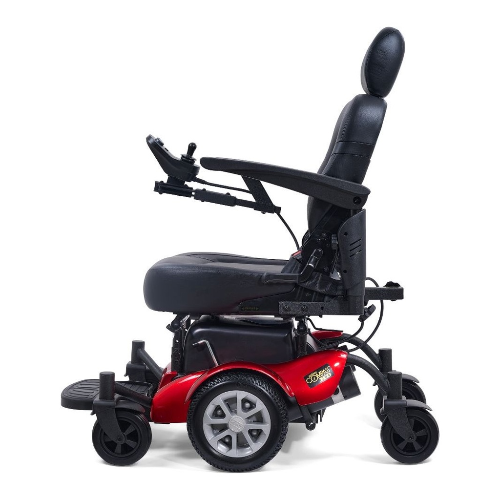 Golden Compass HD GP620 in red with the back reclined and the headrest raised, side view