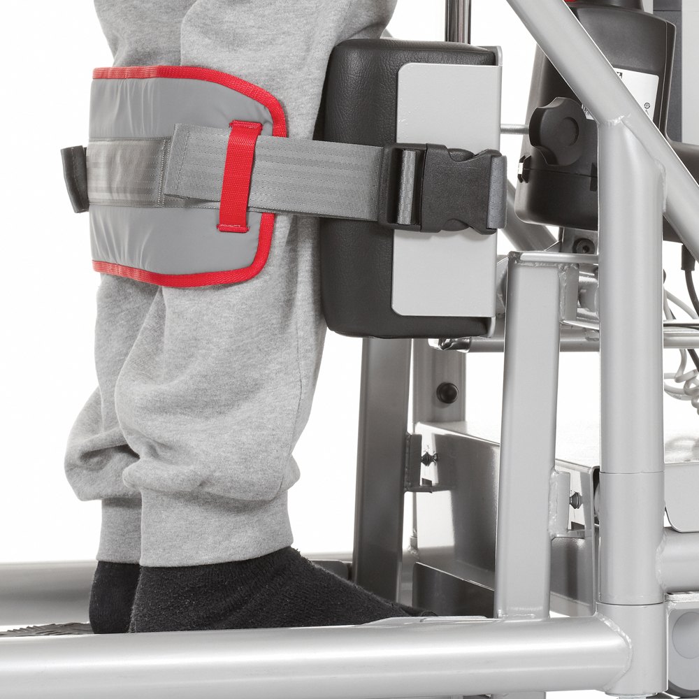 Handicare CalfStrap fitted behind the user's calves on a MiniLift sit-to-stand lift
