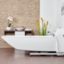 The Avero Premium Plus care tub seen from the side with the console at the foot