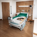 Span America PressureGuard Custom Care Convertible on a bed, green cover open over foam tubes.