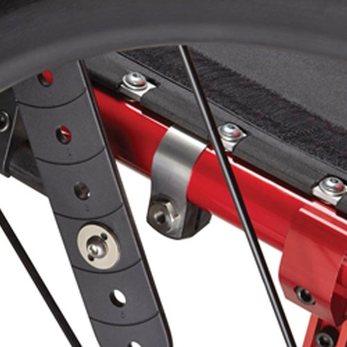 BodyPoint band clamp fitted to a wheelchair frame tube, holding a seating hardware bracket