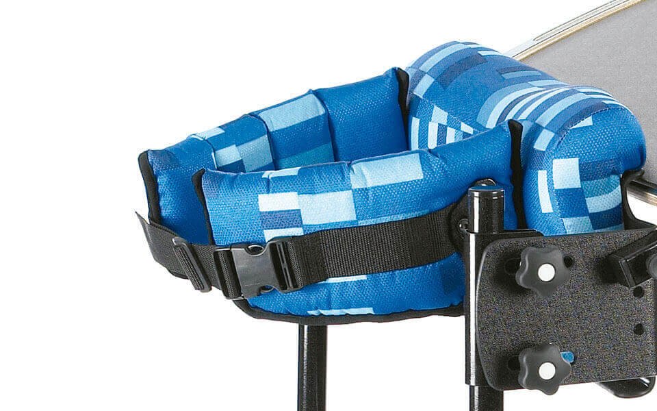 Close view of the Leckey Freestander support pads on the frame