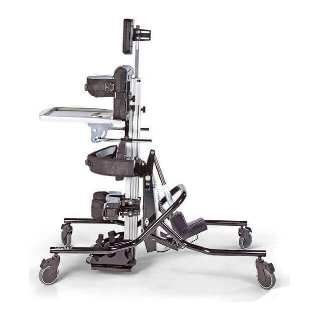 The Horizon stander from the side with its black frame and footplates