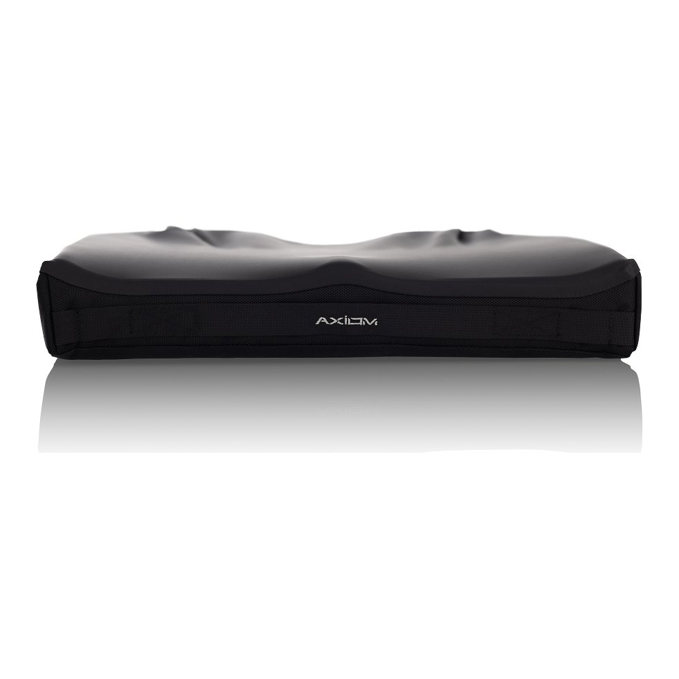 Front view of the Axiom S cushion in its cover with the AXIOM side label