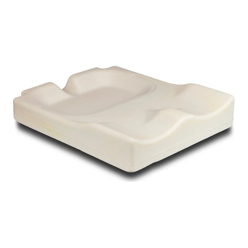 Bare foam base of the JAY Easy cushion, showing the seat well and the thigh supports