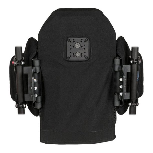 Rear of the JAY Encompass back, showing the shell, headrest plate and lateral arms