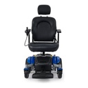 Front view of the Golden Compass Sport GP605 in blue showing the seat, joystick and footplate