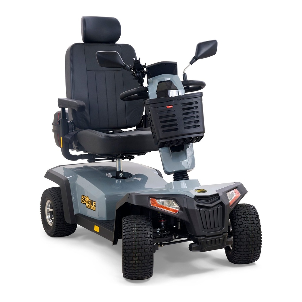 Stone Grey Eagle All Terrain GR596 from the front, with its basket and tiller