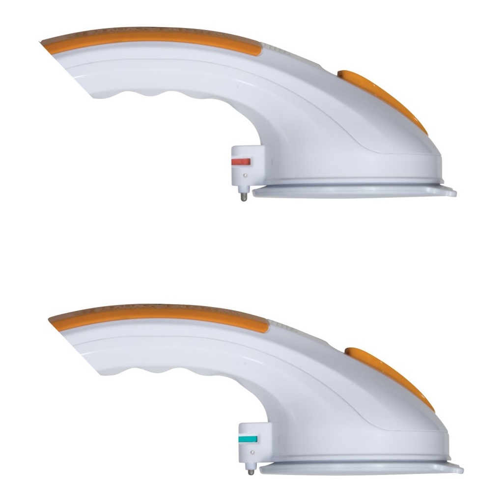 Close view of the grab bar end showing the red and green seal markers