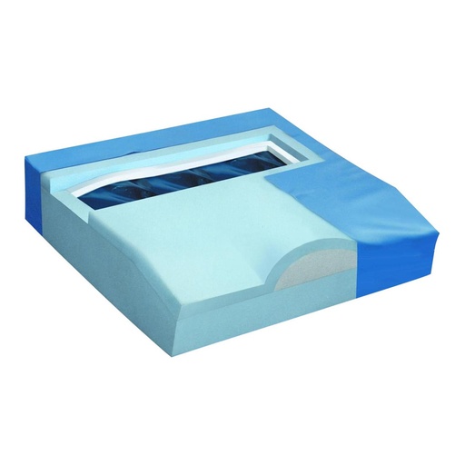 Drive Titanium wheelchair cushion with the cover opened, showing the gel bladder and the foam