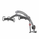 Six-point cradle with spring safety clips at the end of the boom