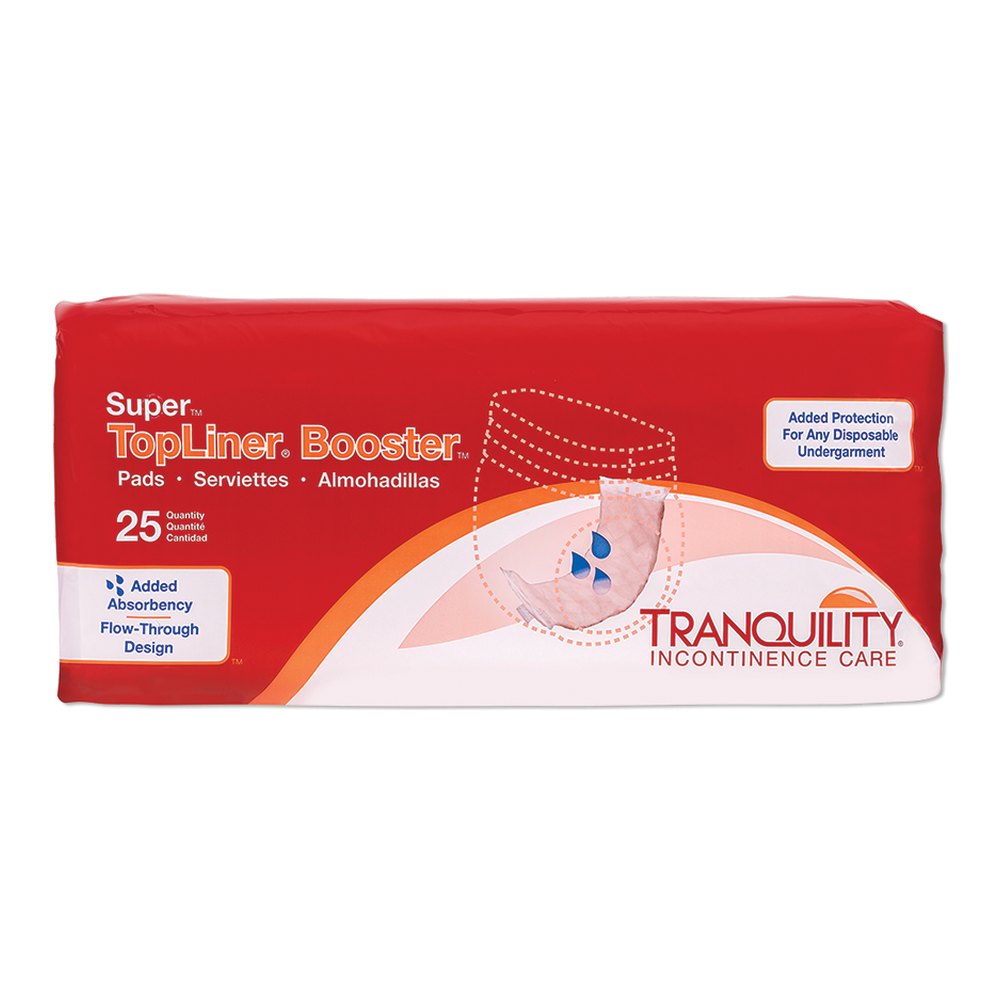 Pack of Tranquility TopLiner Super booster pads with the size on the label