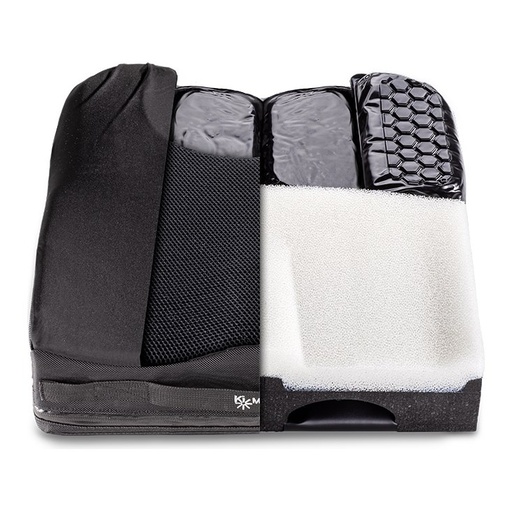 Ki Mobility Axiom ASP cushion opened to show the foam base and fluid inserts