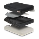 The JAY X2 layers apart: stretch cover, JAY Flow fluid tripad, inner cover and notched foam base