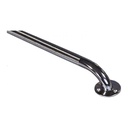 Close up of the knurled chrome grip and the wall flange on this Parsons grab bar