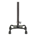 Four-point base, rubber tips and height lock on the black quad cane