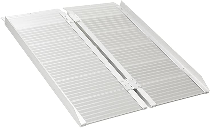 Single-fold ramp opened flat, showing the perforated deck and centre hinge