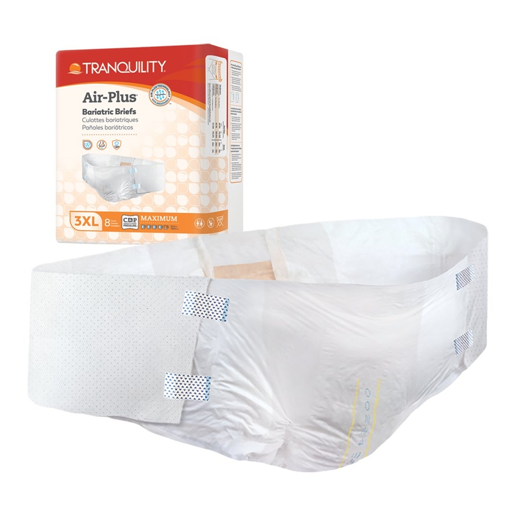 The maker's product and pack shot of the Air-Plus bariatric brief