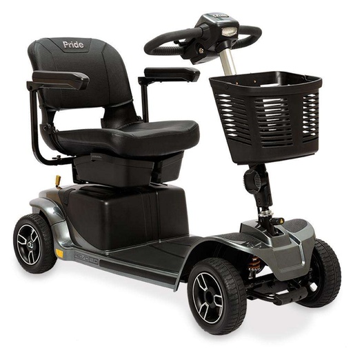 Revo 2.0 in Grey Street, front three-quarter view, shown with Pride's optional under-seat storage bins