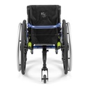 Rear view of the Little Wave Clik paediatric wheelchair, showing its folding backrest and rear wheels