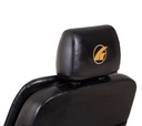 Patriot GR575 heavy duty scooter captain seat, black vinyl, badge on the headrest