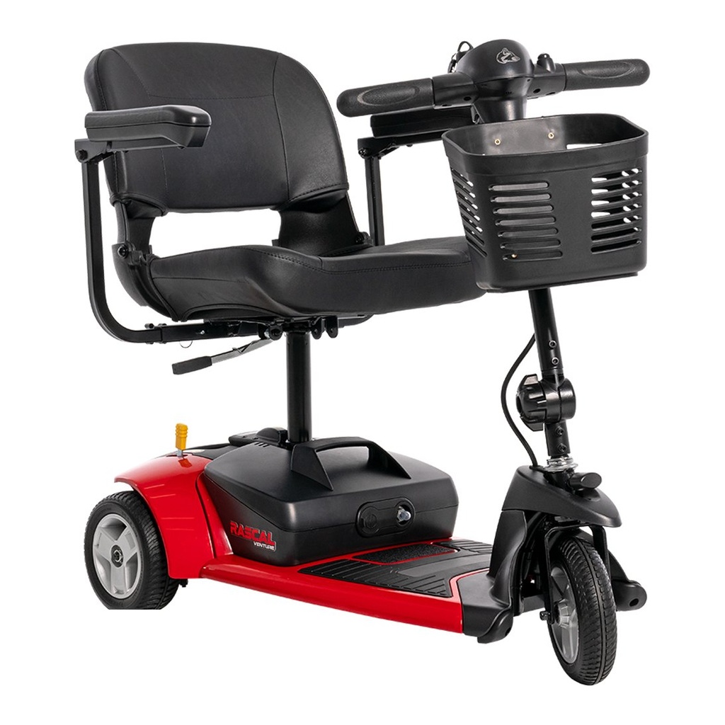 Venture RSC39 three wheel travel scooter from the rear, basket and seat