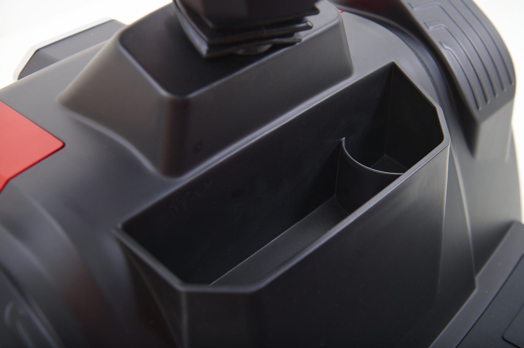 Drink holders and a storage tray moulded into the Eagle scooter cowling