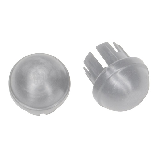 Pair of grey replacement glide caps for the Drive folding walker shown on a white ground