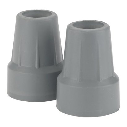 Drive grey cane and crutch tips, two tips side by side on a white background