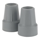 Drive grey cane and crutch tips, two tips side by side on a white background