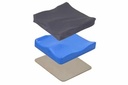 Exploded view of the Soft Combi P cover, blue foam base and flat base