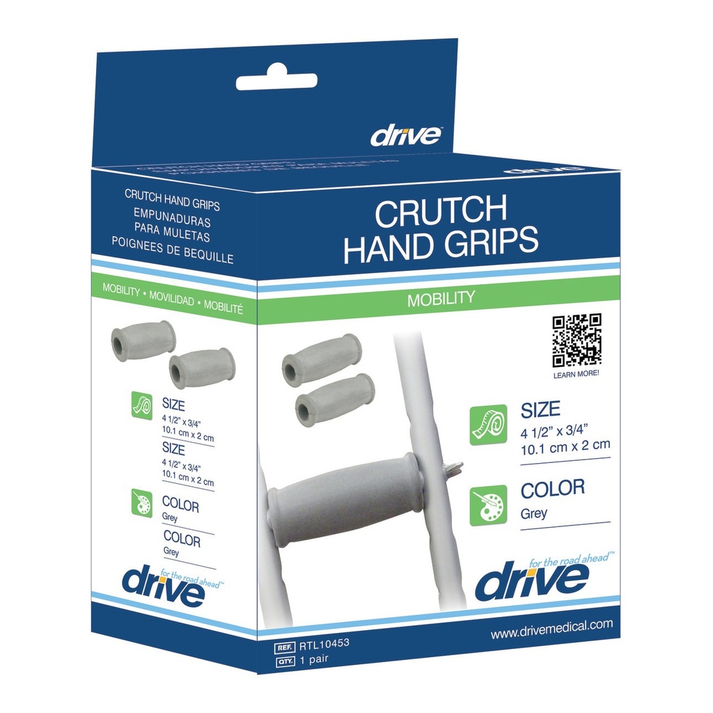 Retail box for grey crutch hand grips, item RTL10453, printed as one pair