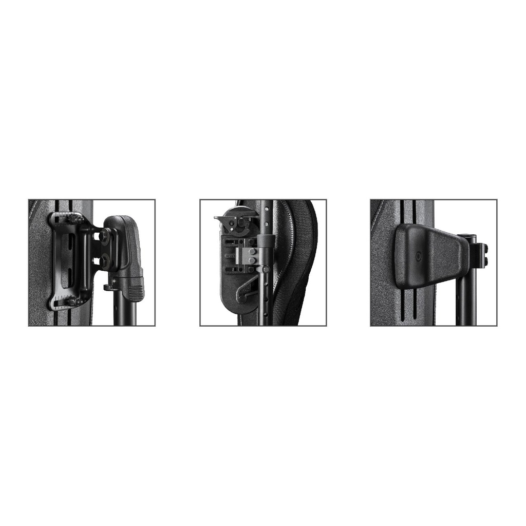 Ki Mobility Axiom custom back hardware clamped onto the chair canes