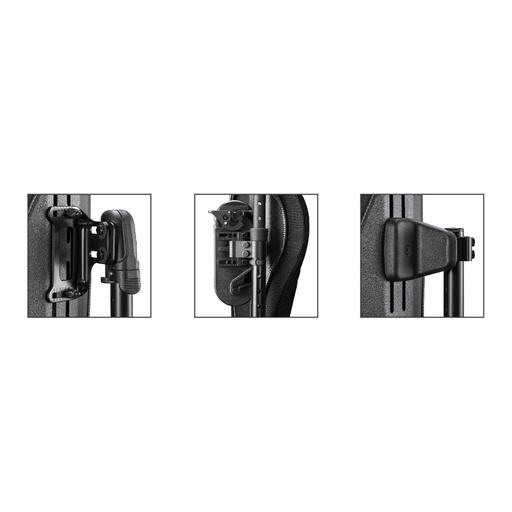 Ki Mobility Axiom custom back hardware clamped onto the chair canes