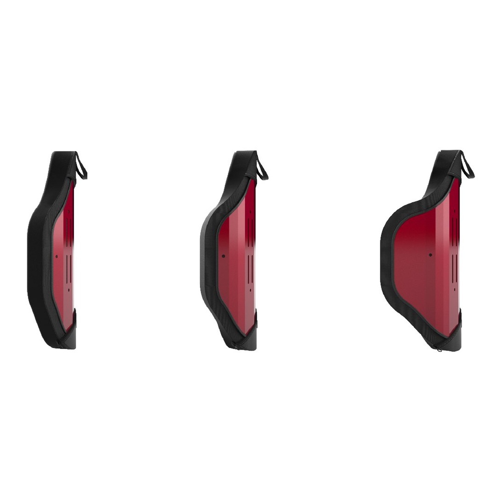 Ki Mobility Axiom custom back from the side, three different shell depths